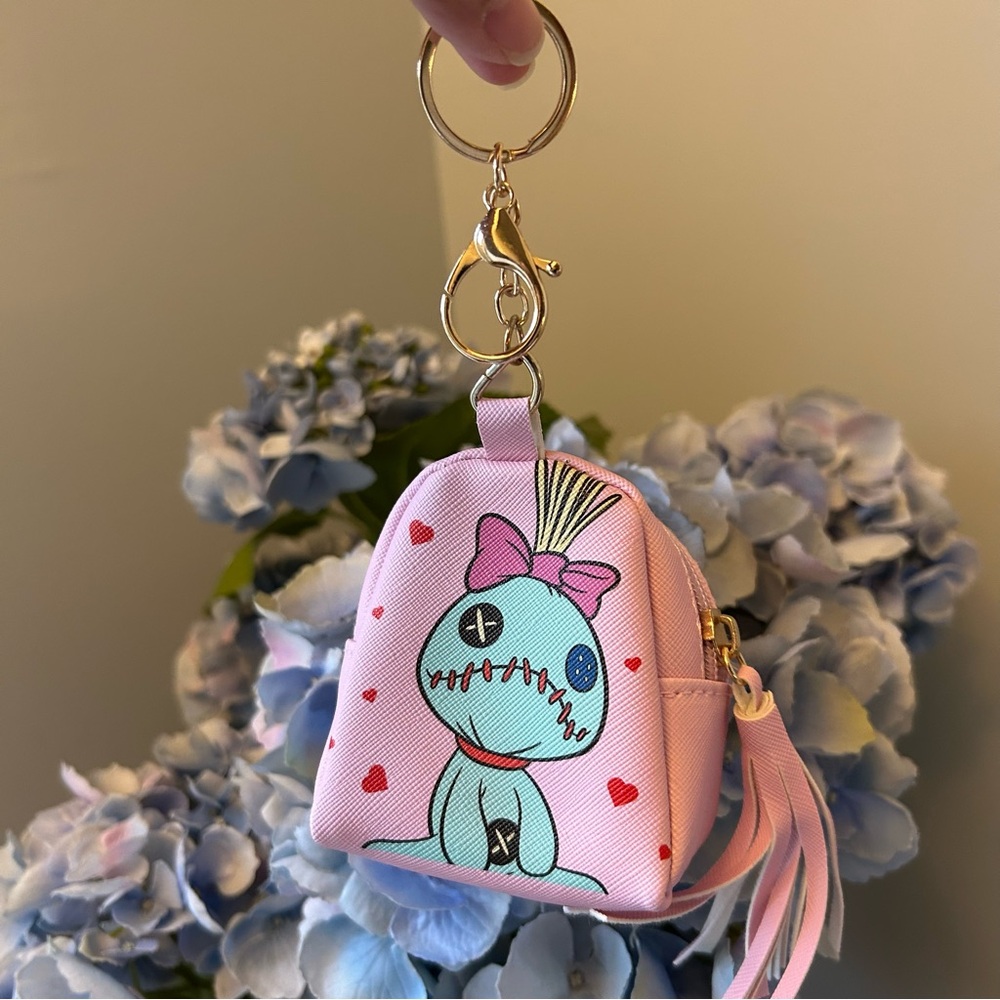 Pink Valentines Disney stitch n Voodoo Doll Keychain Backpack with tassel NEW